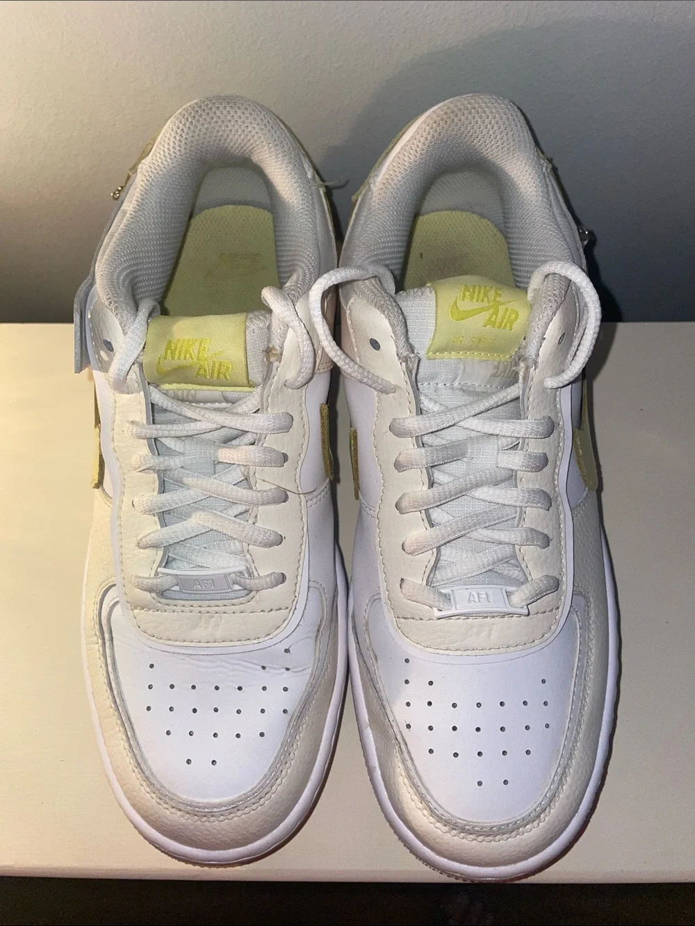 Nike Air Force 1 Shadow Barely Volt White Sneakers Women's 8.5 DJ5197-100